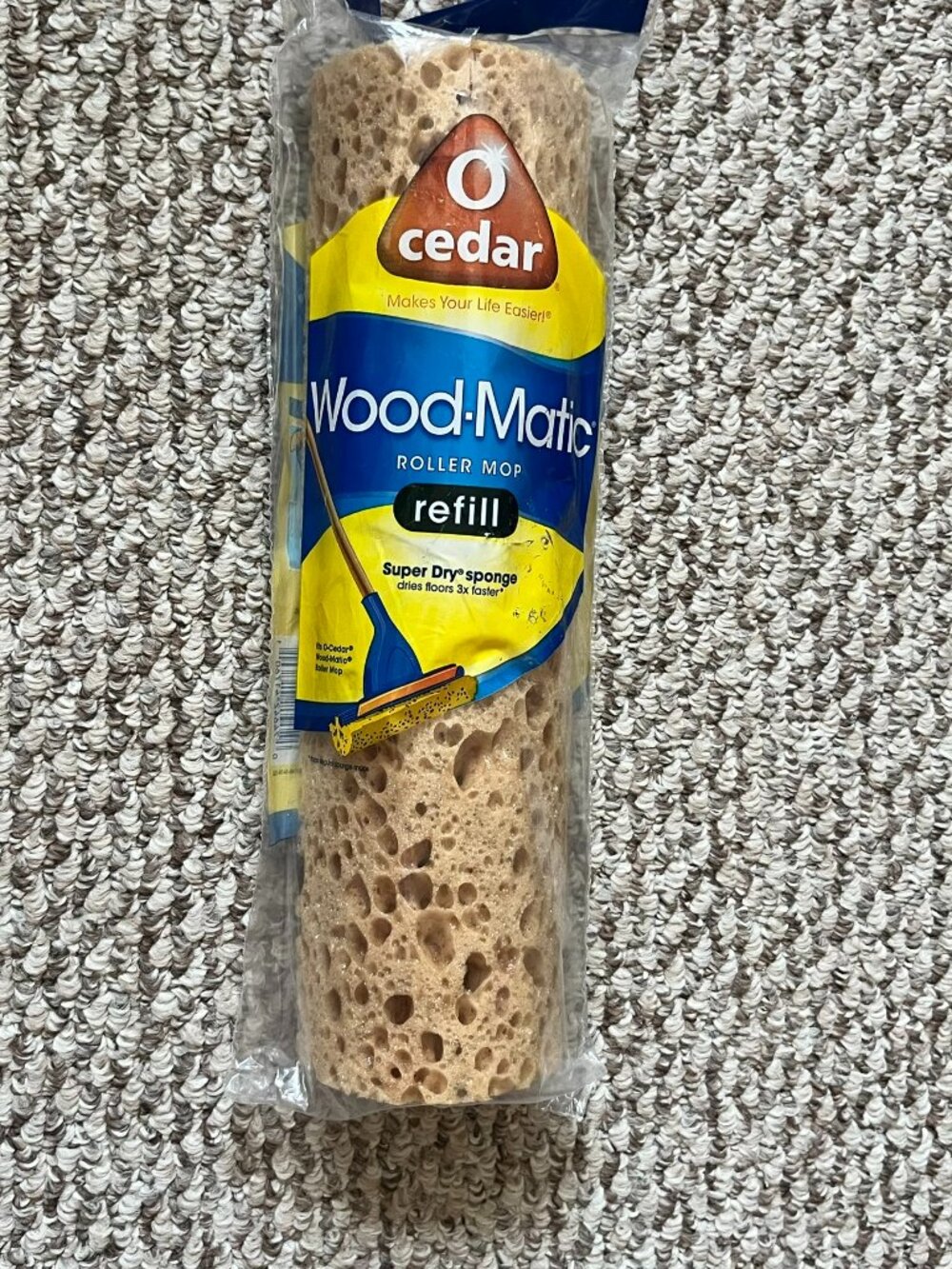 NEW O Cedar Wood-Matic 11.5 Roller Mop Refill Super Dry Sponge For Wood Hardwood